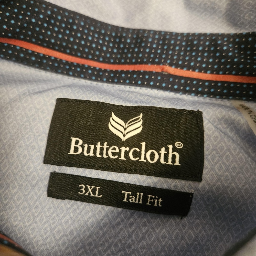 Buttercloth Shirt Mens 3XL Tall Light Blue Button Down Collar Long Sleeve Dress - Picture 3 of 6